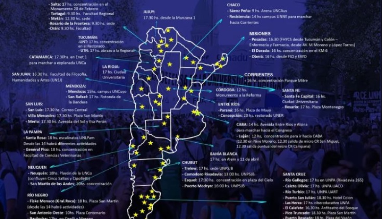 Marcha Federal Universitaria: Cronograma y recorrido en la Comarca