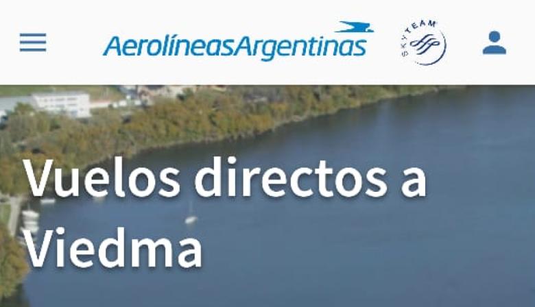 Viedma estará presente como destino en Aerolíneas Argentinas