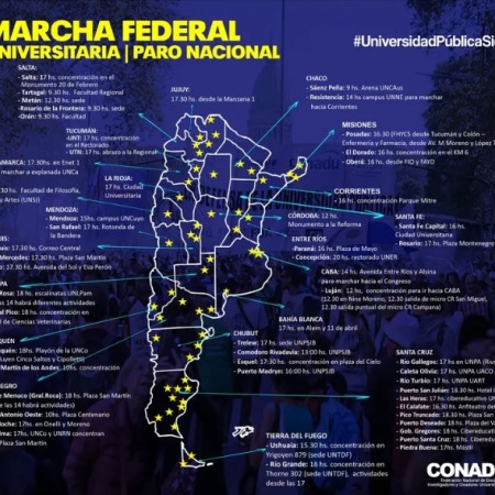 Marcha Federal Universitaria: Cronograma y recorrido en la Comarca
