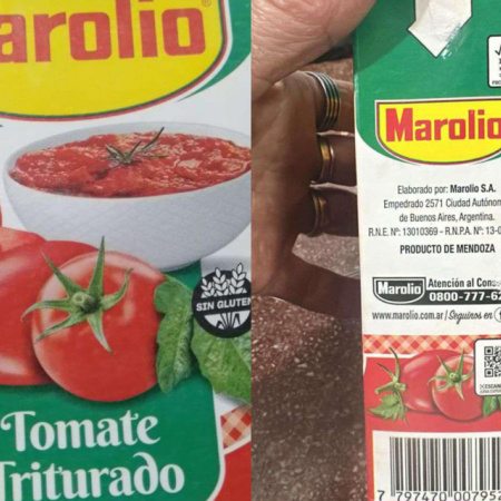 Alerta de ANMAT: detectan gusanos en un lote de tomate triturado Marolio y piden no consumirlo