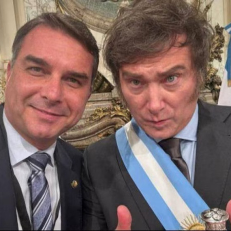 Milei viajó a San Pablo para apoyar a Flávio Bolsonaro